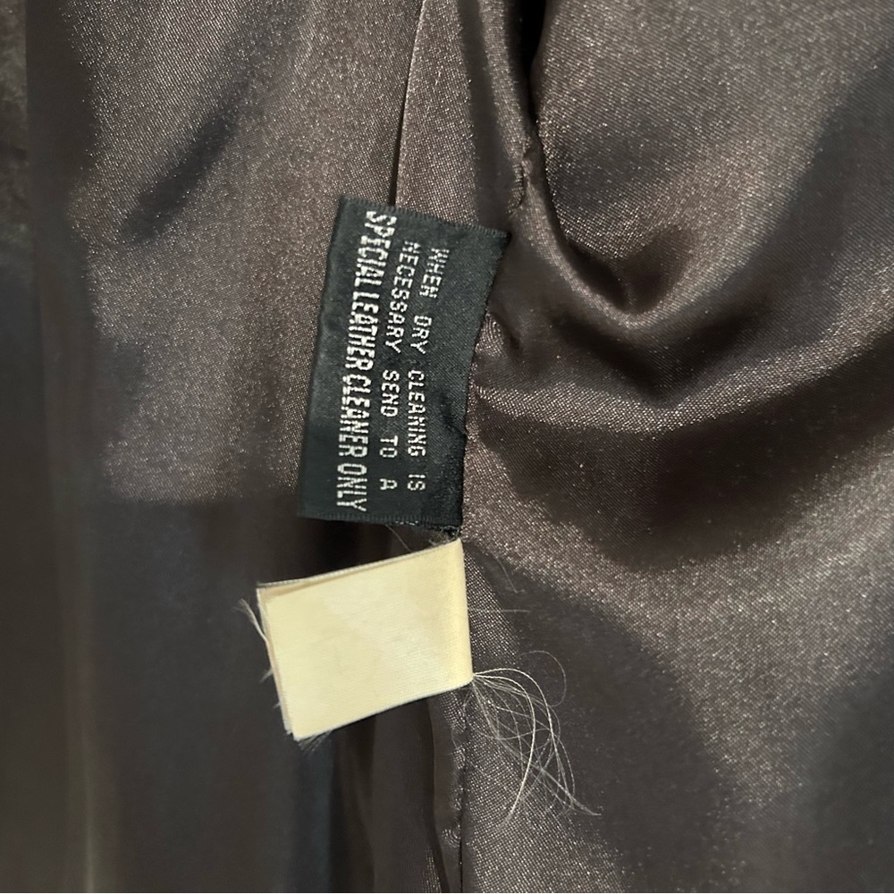 VTG 90s Tannery West Leather Black Brown Belt Collar Zip Jacket Coat Women XL - Picture 15 of 17